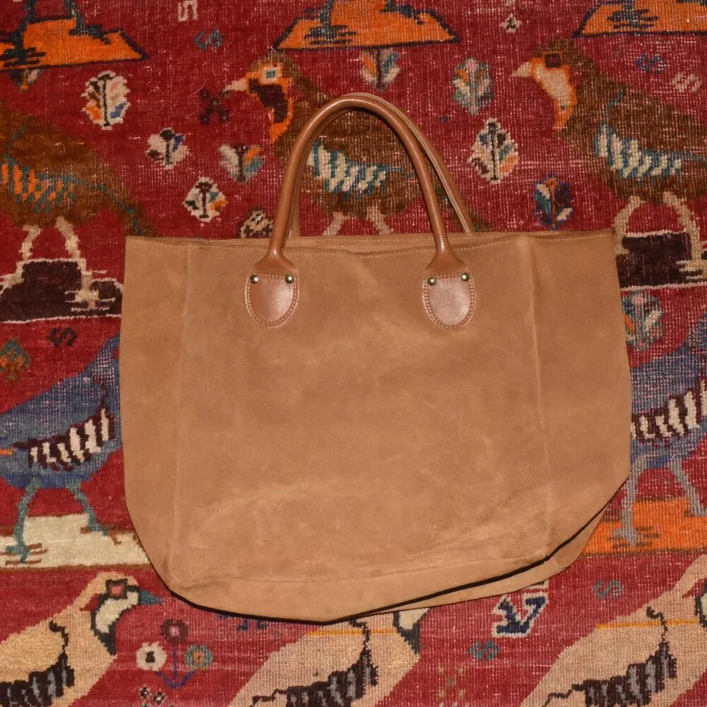 1980’s Vintage BROOKSTONE Peterborough, New Hampshirt Suede Leather Tote Bag - Picture 7 of 9